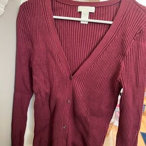 Burgundy cropped ribbed sweater, worn once